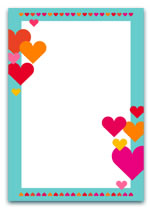 Bright and colourful heart-themed frame with a teal border, perfect for love, friendship, or Valentine’s Day designs