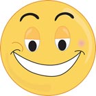 Smiling yellow emoji face with a mischievous expression, perfect for playful or humorous designs and communications