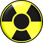 Radiation hazard symbol with a yellow and black design, used for warning signs and safety-related themes