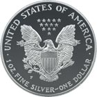 United States silver dollar coin featuring an eagle and shield design, ideal for themes of currency, finance, or collectibles