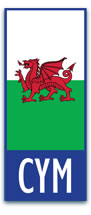 Blue rectangle with the Welsh dragon flag and CYM text, representing Wales on vehicle licence plates