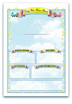 Playful frame featuring teddy bears, stars, and balloons, great for children’s or family-themed designs