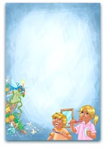 Playful children brushing their teeth with a whimsical fairy and floral background, ideal for hygiene or child-friendly themes